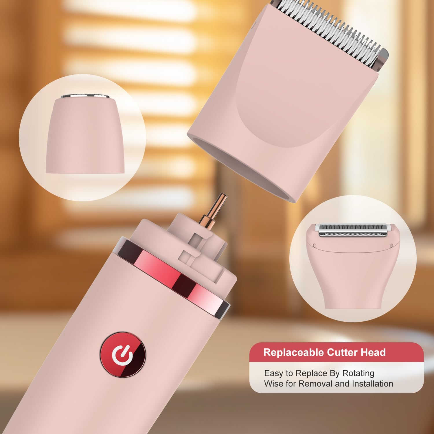 Scttomon Damenrasierer für Gesicht, Achseln, Beine, Arme & Bikinizone Rasierer Elektrorasierer Körpertrimmer Intimrasierer Bikini-Trimmer für Frauen Wasserdicht Nass/Trocken LCD-Display 3-in-1 Rosa 7