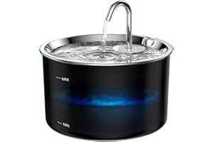 Vividorama Cat Water Fountain Stainless Steel Lid, 3L/101oz Pet Water Fountain, Dog Waterer with Quiet Pump and 4-Layer Filtr