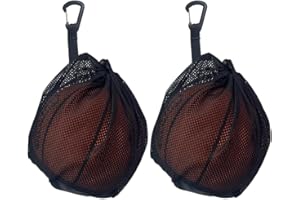 FUNNTY 2pcs Drawstring Ball Storage Net Bags,Single Ball Bag with Zipper Pocket,Breathable Mesh Ball Storage Bag, Sports Ball