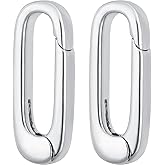 HINZIC 2Pcs Silver Filled Oval Necklace Clasps Bracelet Pendant Carabiner Closures Necklace Enhancer Wedding Spring Ring Connector for Jewelry Making - 0.71" x 0.26"
