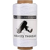 Jupean Waxed Thread, 150m /164Yards White Leather Sewing Threads, Hand Stitching Thread for Hand Sewing Leather, Bookbinding, and Beginners Craft DIY