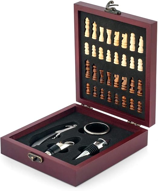 Home SOMMELIER Estuche con Ajedrez y 4 accesorios para vino, Madera: Amazon.es: Hogar