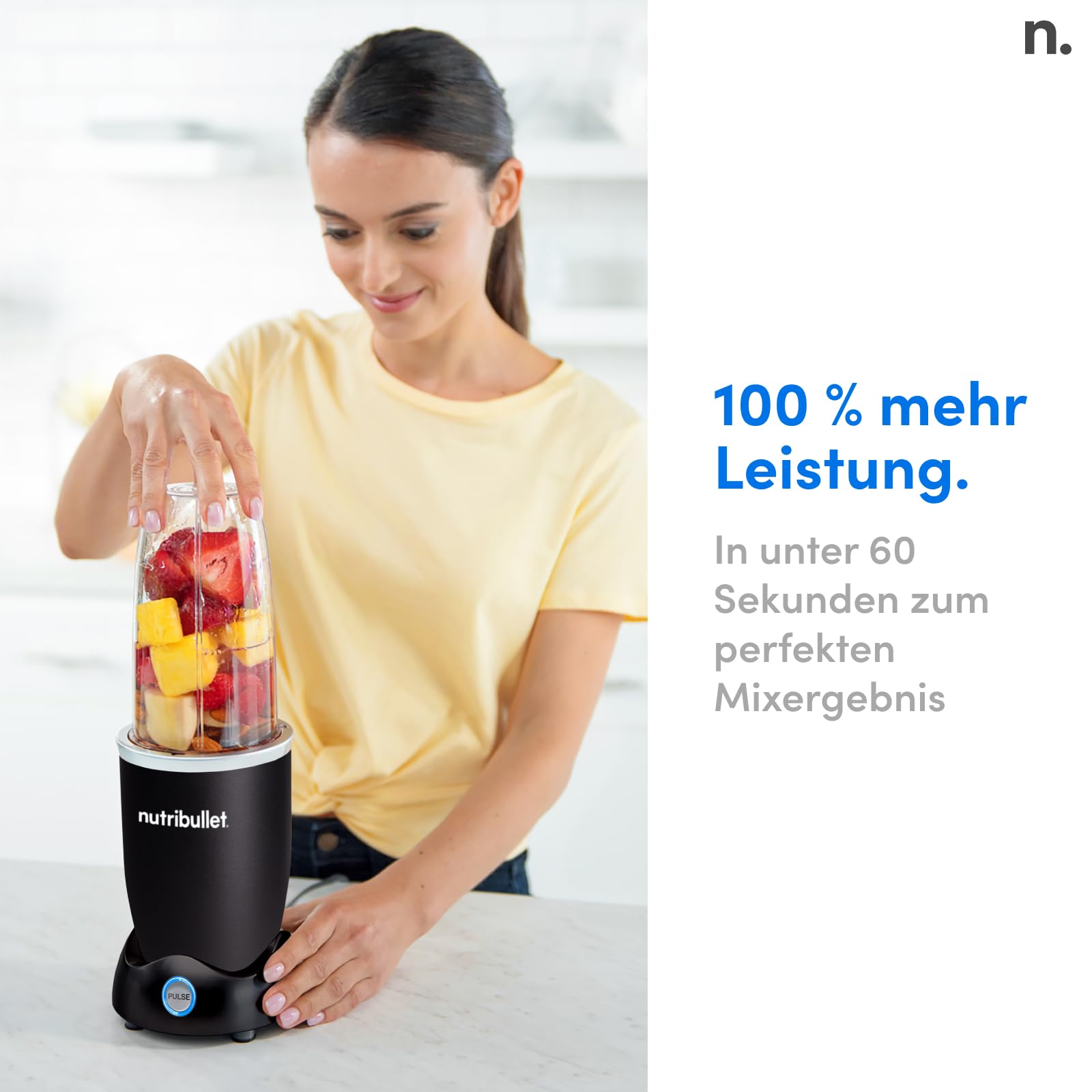 Nutribullet Pro 1200, Elektrischer Mixer, Zerkleinerer, Smoothie Mixer, Multifunktionsmixer, 1200w Leistung, 700ml und 900ml Gläser, schwarz, NB120MB 5