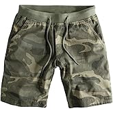 Setwell Mens Camo Sweat Shorts Drawstring Waist Camouflage Workout Gym Sports Training Cotton Running Shorts with Pocket