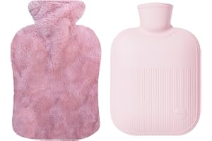 1.8L Hot Water Bottle with Cover, Hot Water Bag for Neck, Shoulder Pain and Hand Feet Warmer, Hot Bag for Pain Relief, Cold T