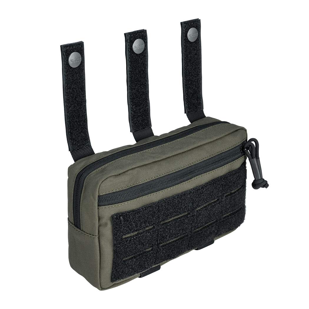 IDOGEAR Tactical Dump Drop Pouch Molle Sub Abdominal Carrying Kit Bag Tactical Pouches with Hook and Loop Panel for Vest 500D Nylon Dual-Purpose (Ranger Green)