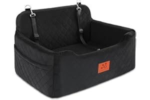 GL GLENSLAVE Dog Car Seat for Medium/Large Dogs,Dog Booster Seat for Dog Under 50lbs or 2 Small Dogs, Detachable and Washable Pet Car Seat,Multi-Functional Travel Dog Bed & Dog Sofa(Black)