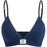 MakeMeChic Women's Summer Denim Tops Spaghetti Strap Sleeveless Y2K Jean Cami Crop Tops