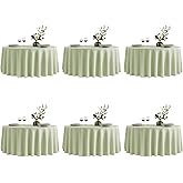 VidaFete Tablecloth 6 Pack 120inch Round Table Cloth Polyester, Stain Wrinkle Resistant Polyester Dining Table Cover for Kitchen Dinning Party Wedding Round Tabletop Buffet Decoration(Sagegreen)