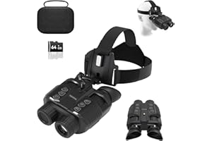 HIVISUALS 3D VR Head-Mounted Night Vision Goggles with 4K Video, 10X Zoom & 940nm Stealth IR – Hands-Free Binoculars for Hunting Gift for Man 64GB TF Cards
