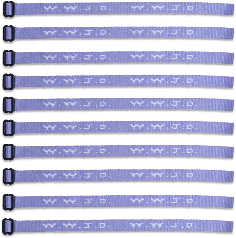 WWJD Gear(10) Pack - W.W.J.D. Bracelets - 22 Individual Colors To Choose From (Pastel Purple & White)