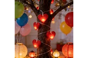 Heart String Lights - 4.92FT 10 LED Heart-Shaped Plug-in String Lights for Mother's Day, Teacher's Day, Easter - Indoor/Outdo