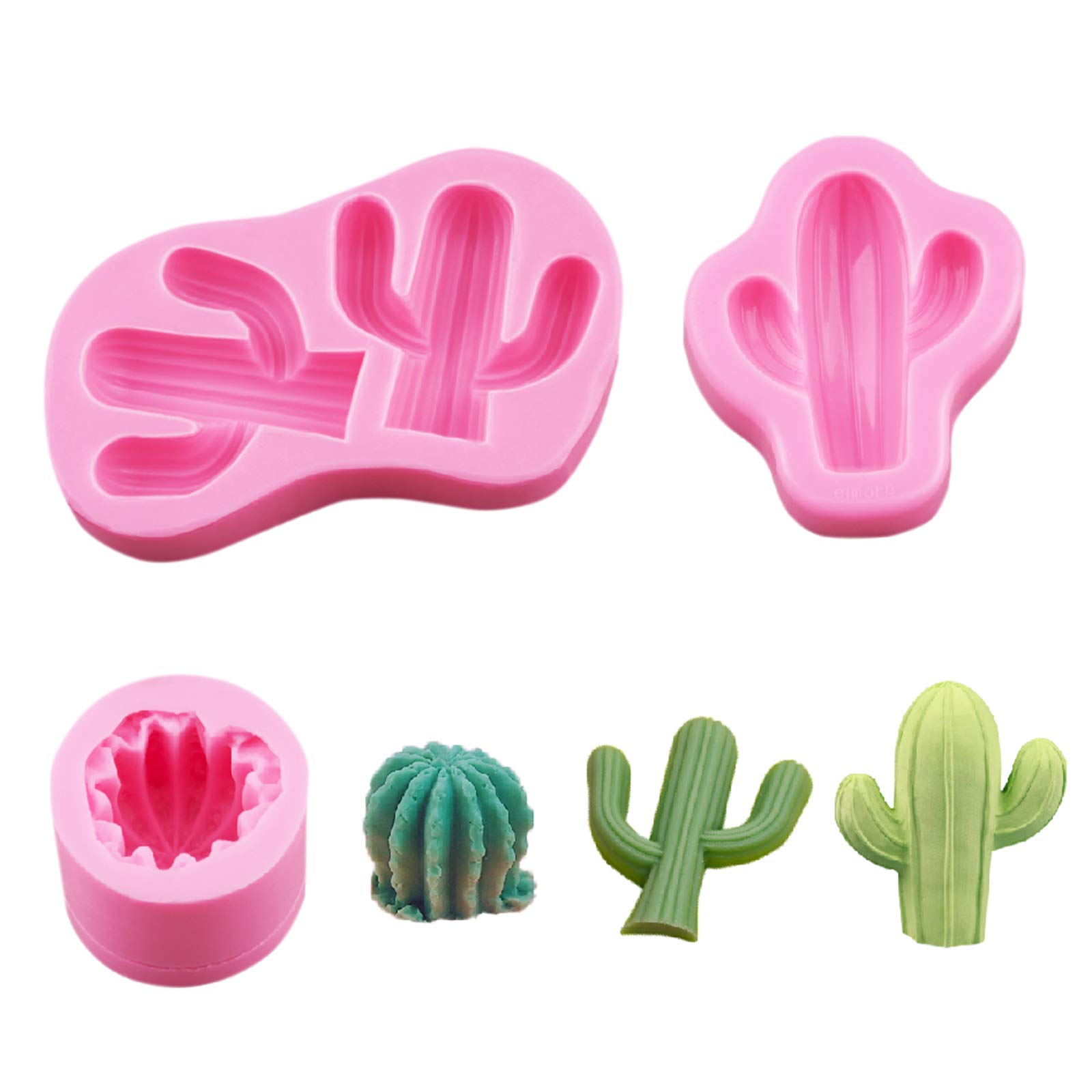 WANDIC Silicone Mold, Set Of 3 Cactus Mould Prickly Pear Mould Succulent Decorating Mould For Handmade Clay Cactus Flower DIY Decorative Ornaments Art Craft