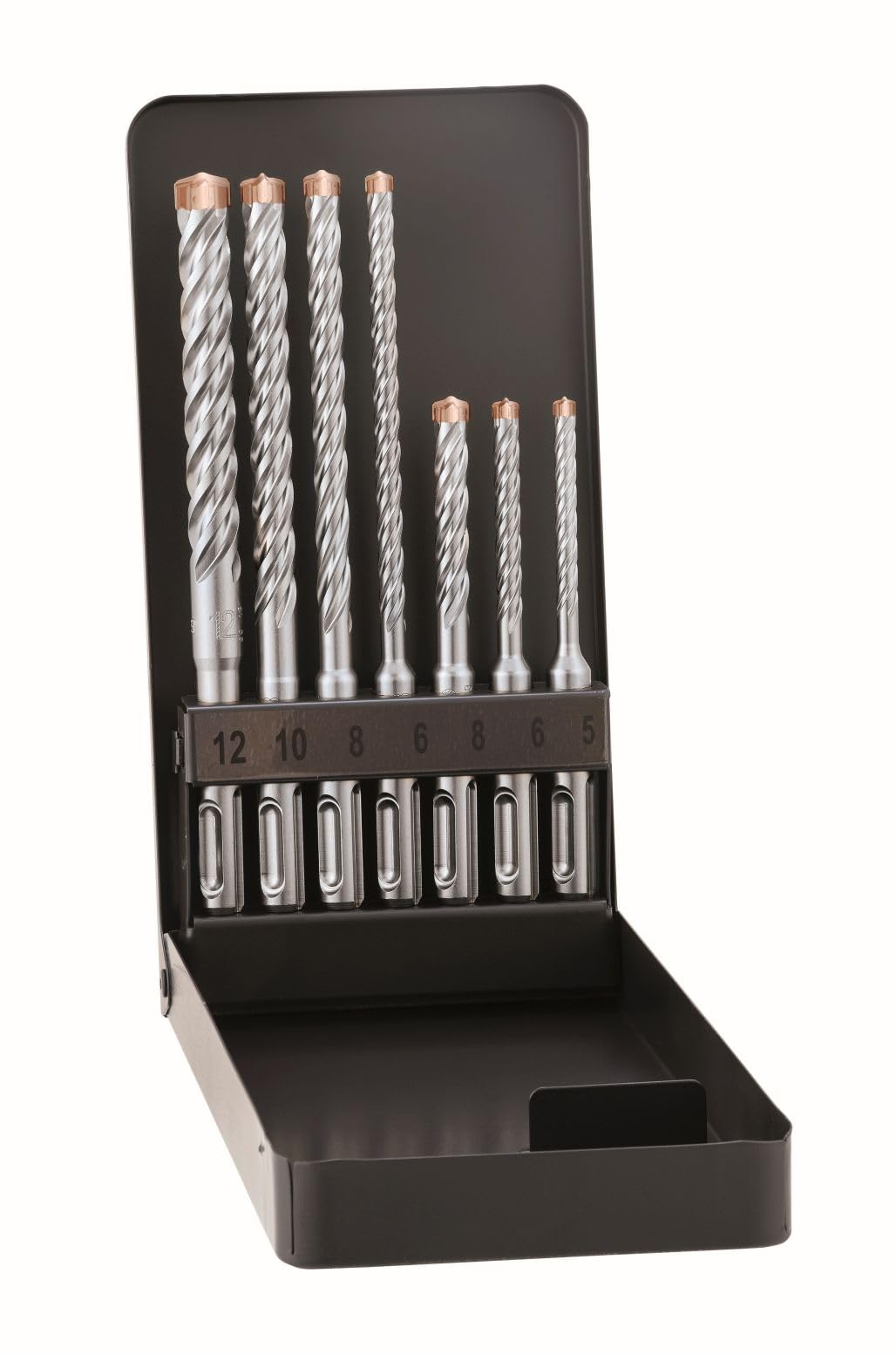 Alpen SDS-plus Force X KM 7 0080500007100 Hammer Drill Bit Set with Metal Case (7 Pieces, 4 Cutting Edges, Diameter 5.0-12.0 mm)