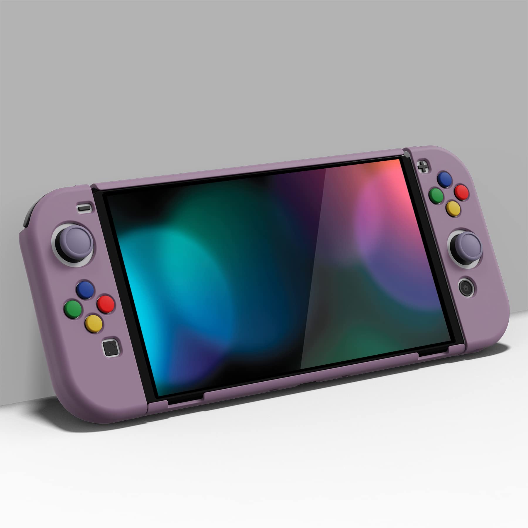 PlayVital AlterGrips Protective Slim Case for Nintendo Switch OLED, Ergonomic Grip Cover for Joycon, Dockable Hard Shell for Switch OLED w/Thumb Grip Caps & Button Caps