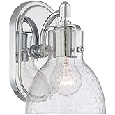 Minka Lavery Urban Industrial Wall Sconce Lighting 5721-77, Transitional Bath Glass Damp Bath Vanity Fixture, 1 Light, Chrome
