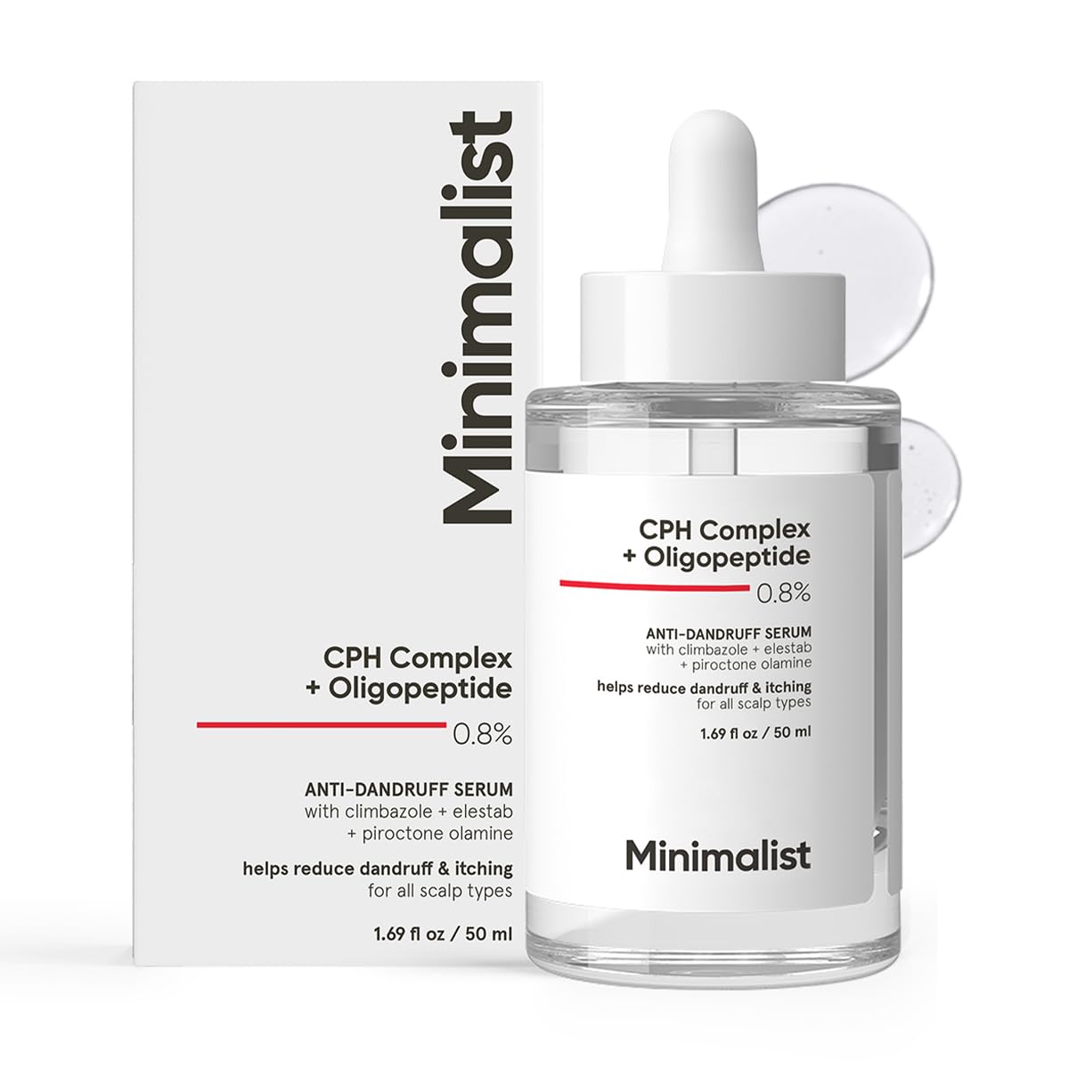 Minimalist Anti-Dandruff Hair Serum for Scalp | Pre Shampoo Treatment with CPH Complex & Oligopeptide 0.8% | With Elestab Advanced Anti Dandruff Molecule | For Women & Men | 50ml