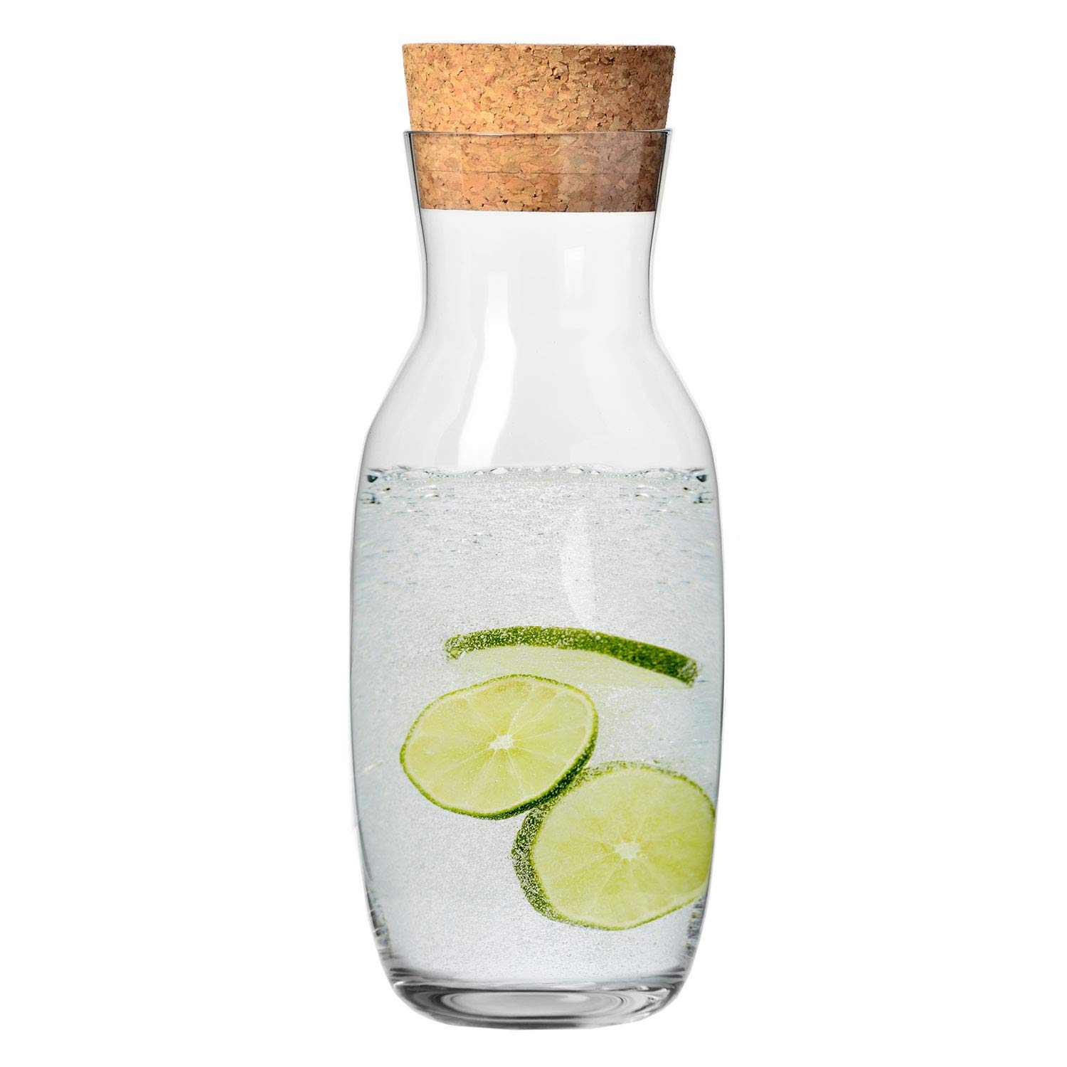 Krosno Water Carafe Decanter with Cork Lid | 1000 ML | Pure Collection | Cold Drink Dispenser Glass Bottle Jar | Tea Maker Iced Coffee | Perfect for Home, Restaurants, Parties | Dishwasher Fridge Safe — image 1
