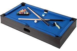 REAHOISY 27" Mini Pool Table Set, Small Tabletop Pool Table, Portable Billiards Game Includes Small Billiards Balls, Pool Cues, Triangle Rack, Chalk, Brush for Family