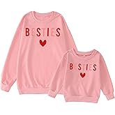 SOFEON Mommy and Me Valentines Sweatshirt Love Heart Besties Letter Pullover Family Matching Outfit Long Sleeve Tops