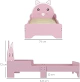 ZONEKIZ Toddler Bed Frame Cat Design Pink Bed with Guardrails for 3-6 Years view 2