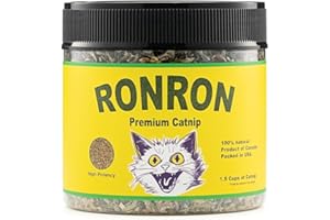 RONRON 1.5 Cups Premium Catnip - 100% Natural, cat nip, cat Treats, Catnip Treats, Canada Grown, USA Packed, 1.5 Cups (Pack of 1), High Potency, Sealed for Freshness, Dried Catnip, Non-GMO