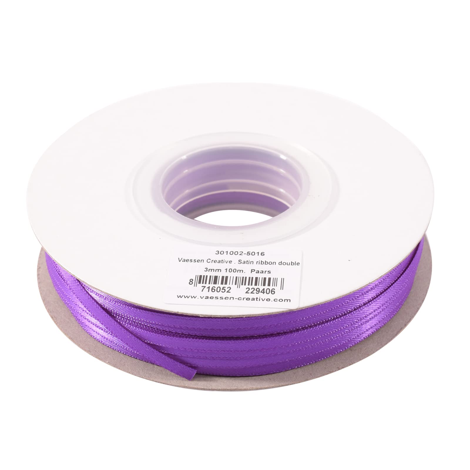 Vaessen Creative Satin Ribbon, Purple, 3mm x 10m, Elegant Shine for Card Making, Scrapbooks, Gift Wrapping and Other Craft Projects, 3 mm,301002-5016