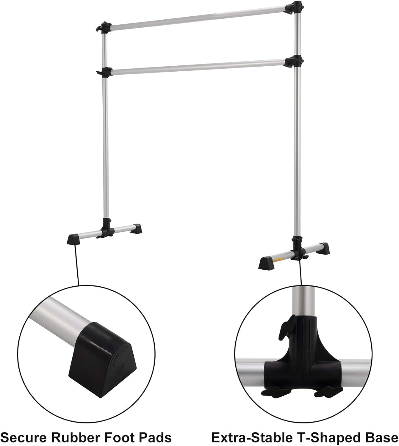 ZELUS 5ft Portable Ballet Barre for Home Gym | Freestanding Dance Exercise Equipment for Home Workouts Fitness Flexibility Training with Stretch Band and Tote (Silver) : Sports & Outdoors