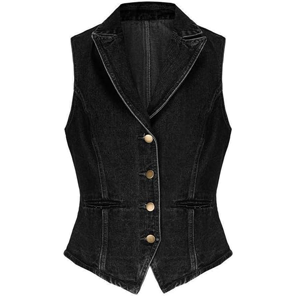 GORGLITTER Women's Y2K Denim Vest Sleeveless V Neck Denim Top