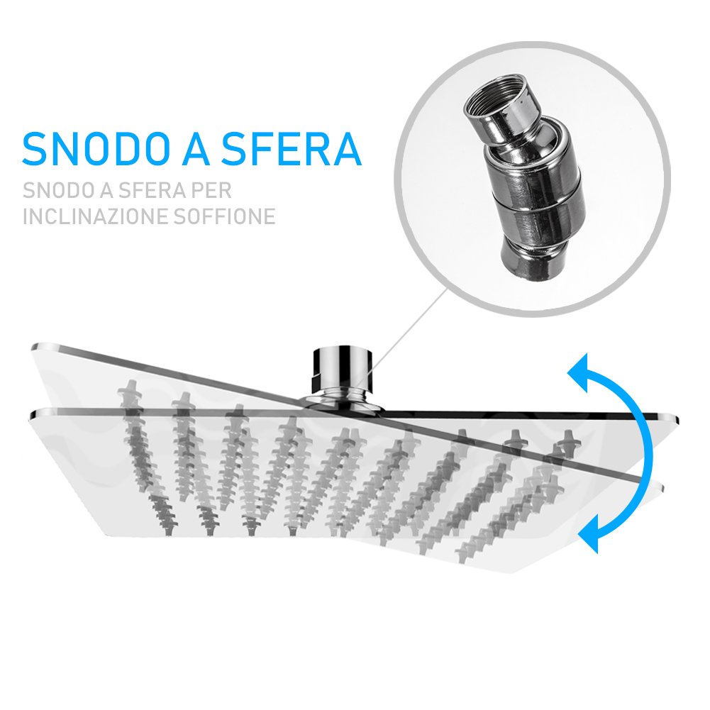 Soffione Doccia In Acciaio Inox - Getto A Pioggia, Ugelli Anticalcare, Diametro 10cm - Foto 6