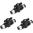 CEKER 1/4 Push Connect Valve Pneumatic Ball Valve 1/4 inch Tube Quick Connect Valve Straight Union Air Flow Control Valve Tube Fittings air compressor valve 3Pack