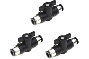 CEKER 1/4 Push Connect Valve Pneumatic Ball Valve 1/4 inch Tube Quick Connect Valve Straight Union Air Flow Control Valve Tube Fittings air compressor valve 3Pack