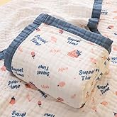 Muslin Baby Blankets, Nursery Blankets for Boys Girls, Swaddle Blankets Neutral Soft Lightweight Toddler and Kids Throw Blankets (Strawberry)