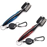Xintan Tiger Pack of 2 Golf Club Brush Groove Cleaner with Retractable Zip-line and Aluminum Carabiner Cleaning Tools