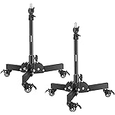 NEEWER Pack of 2 Heavy Duty Light Stands with Wheels, 2.4 Feet Max. Height, Foldable Tripod Stand for Low Angle Shooting, Lig