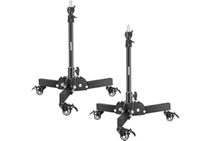 NEEWER Pack of 2 Heavy Duty Light Stands with Wheels, 2.4 Feet Max. Height, Foldable Tripod Stand for Low Angle Shooting, Lig