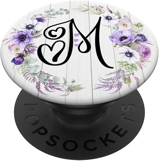 Amazon Com Trendy M Monogram Purple Flowers Hearts Shiplap Popsockets Popgrip Swappable Grip For Phones Tablets