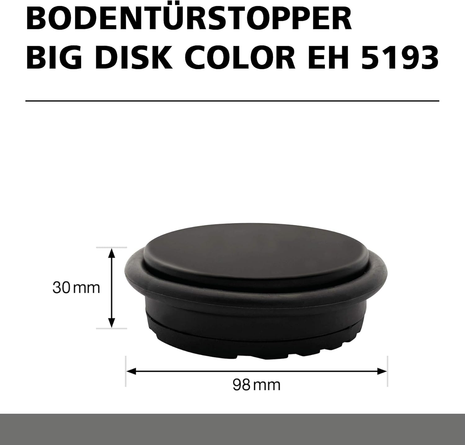 WAGNER Doorstop Big Disk Color Black MAT, diameter 98 x 30 mm, Black mat, Premium Buffer Made of Coated Industry Steel - Image 3