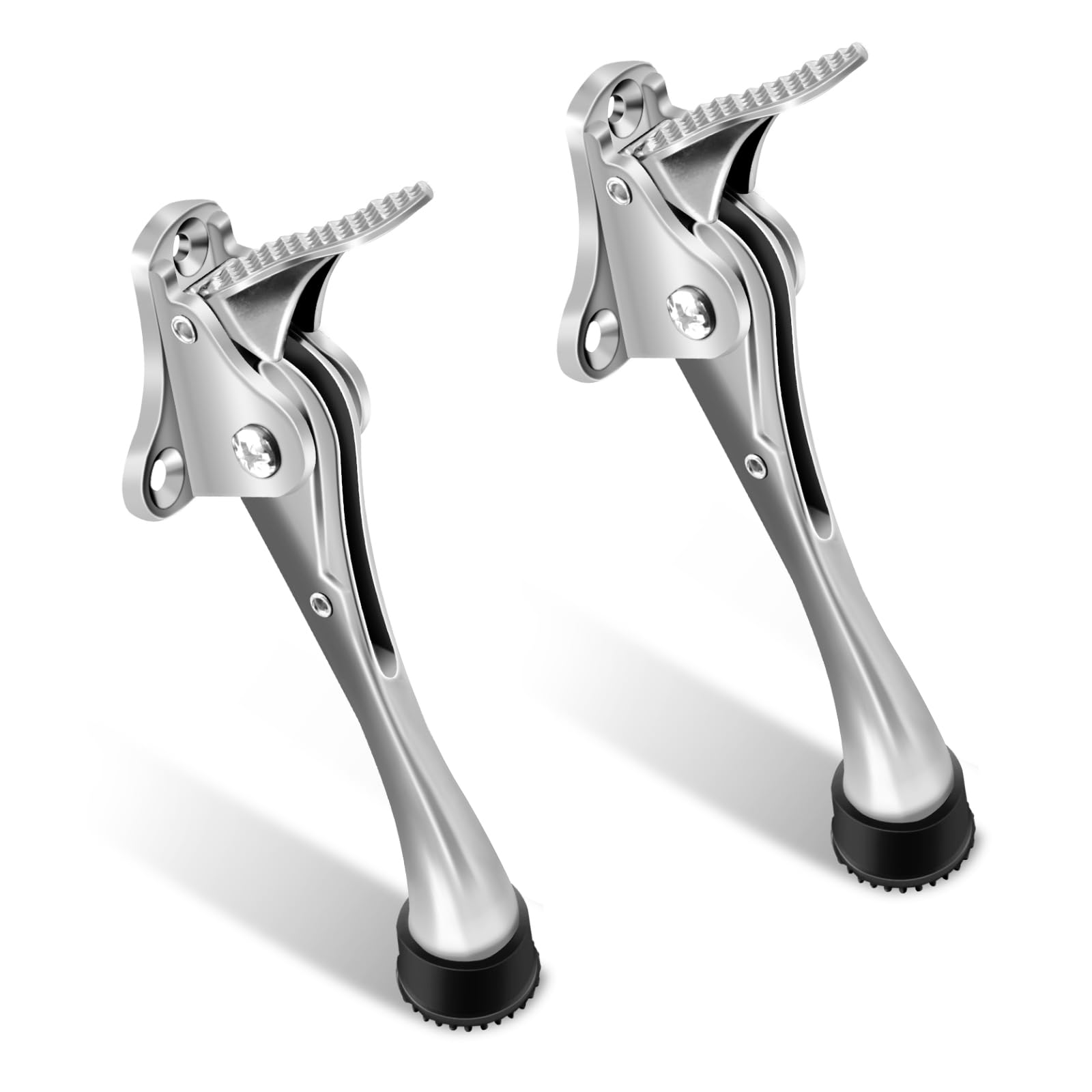 TOKPLNU Kick Down Door Stop, 4 Inch Heavy Duty Kick Down Door Stopper, Zinc Alloy, Long Kick Down Door Stay Holder with Rubber Tip & Spring for Patio Outdoor Gate, Keep Door Open, 2 Pack — image 1