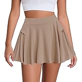 Afibi Women Pleated Tennis Golf Skirts High Waisted with Pockets Inner Shorts for Athletic Skorts Sports Running Pickleball