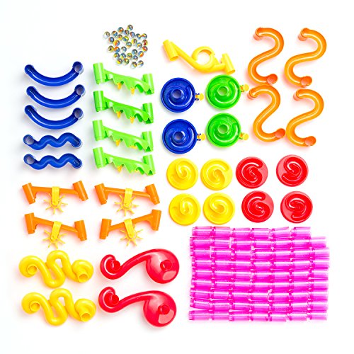 image for MetroTen Marble Run Toy Maze Ball Game Set for Kids, 130 Pieces with 3