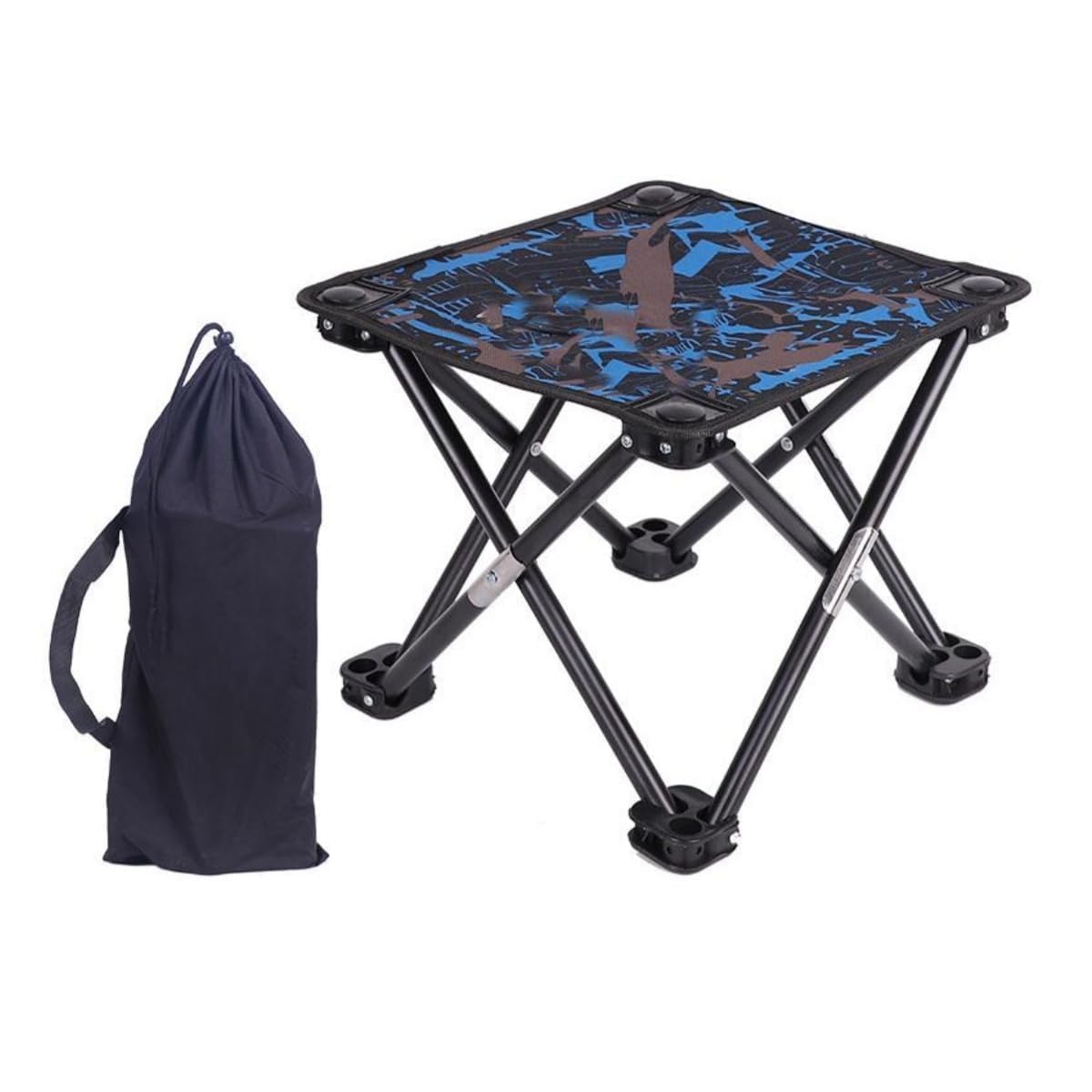 AIBAOBAO Folding Stool - Collapsible, Light and Easy to Carry Stable with Carry Bag for Picnics, Fishing & Games, BBQ, Sketching, Blue Beach Garden, Fishing Camp Traveling Hiking, Foldable Stool