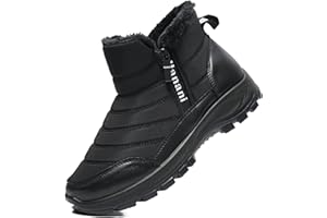 Mens Winter Snow Boots Fur Lined Warm Ankle Boots Zipper Closure Waterproof Outdoor Boots Men's Lightweight Comfortable Shoes