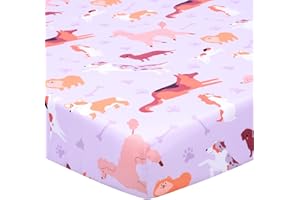 UOMNY Crib Sheet 52x28 Baby Sheets for Girls Breathable Dog Fitted Crib Sheets for Standard Crib and Toddler Mattress Soft To