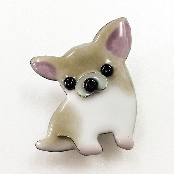 Amazon ブローチ 七宝焼 チワワ カラー グレー ホワイト ブローチ 通販