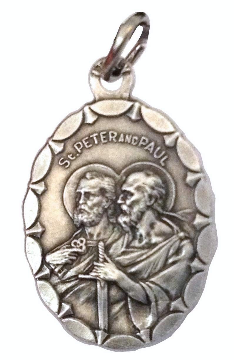 I G J THE HOLY APOSTLES SAINT PETER AND SAINT PAUL OVAL SHAPE MEDAL - 100% MADE IN ITALY