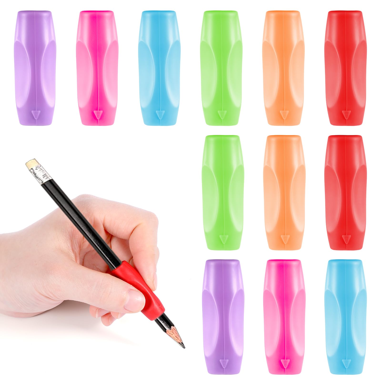 Photo 1 of ** 10 PCS ** HJZHII 12PCS Silicone Grippers for Pencil with 3 Concaves, Multicolour Comfort Grip for Pencil Pen Ergonomic Writing Aid for Adult Student Writing Drawing Stylus