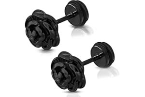 Comfort Zone Studios Stainless Steel Rose Flower Floral Faux Fake Cheater Ear Plugs Gauge, Pair