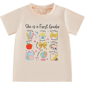 Back to School Outfits for Girls First Day of School Shirt Kindergarten 1st 2nd 3rd 4th Grade Graphic Tee Tops
