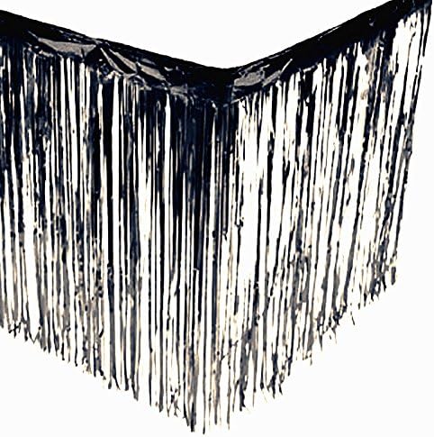 Metallic Black Foil Fringe Table Skirt Pkg of 1